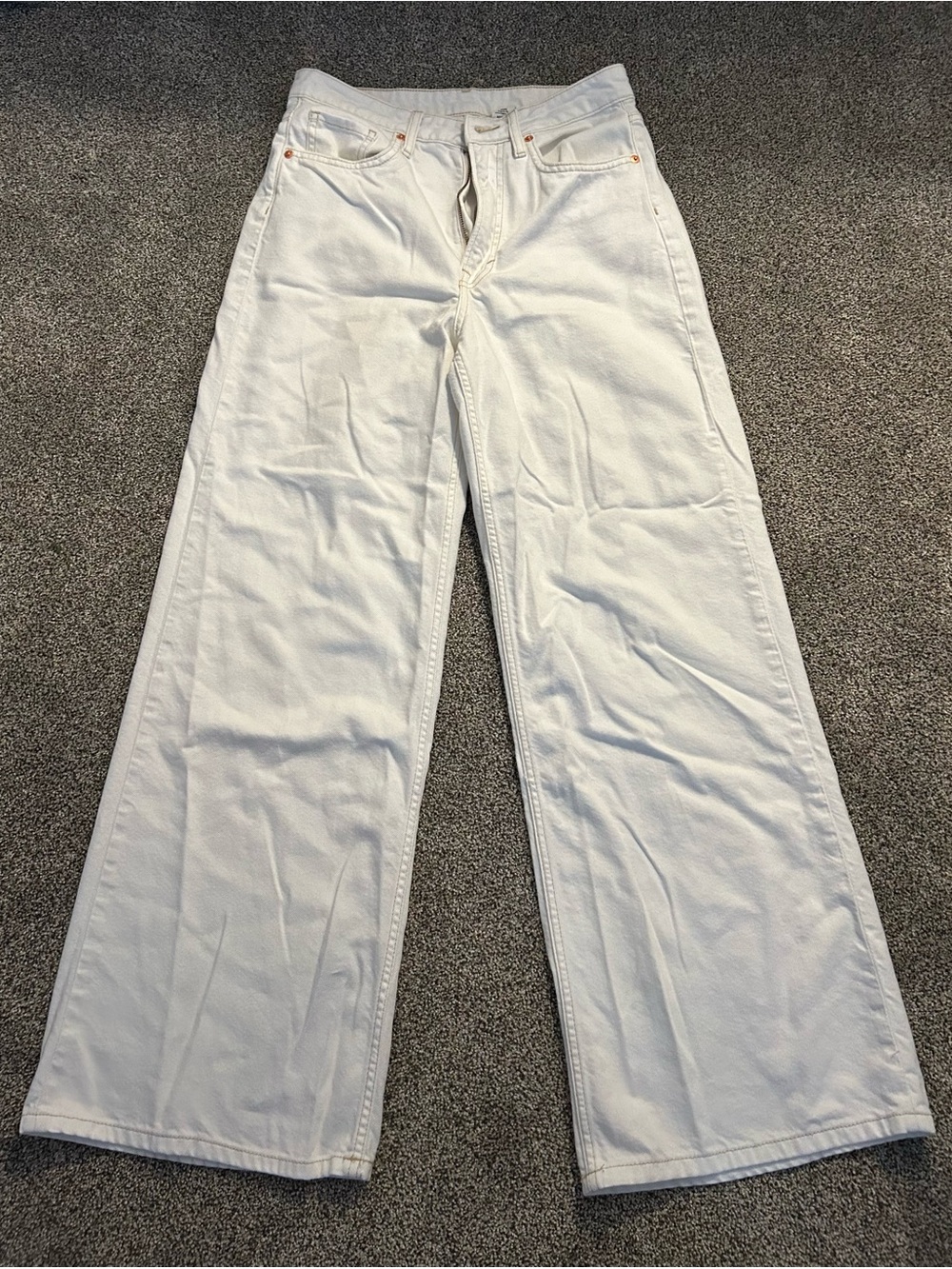 H&M White Wide-Leg Jeans